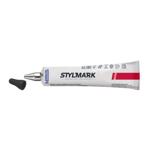 Tube marqueur Blanc à bille pour toutes surfaces Stylmark